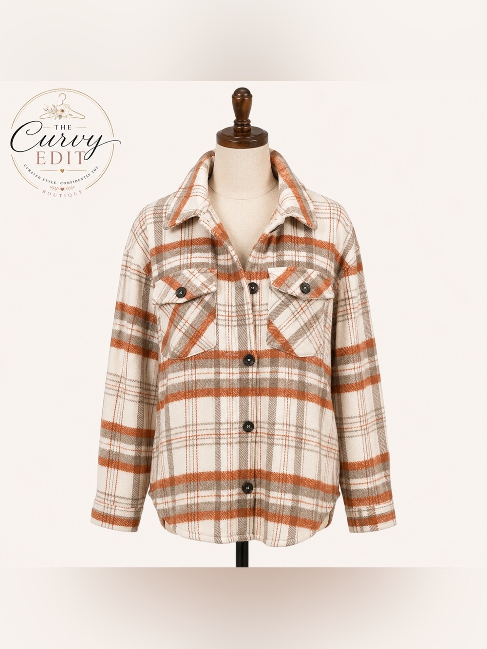 Love Tree Plaid Shacket Jacket Size Large Cozy Fall Layer Button Front Casua